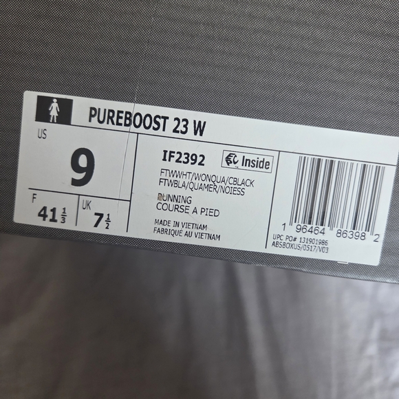 NEW In Box Adidas Pure Boost 23 Women's White & Blush Running Shoes, Size 9 - Picture 6 of 7